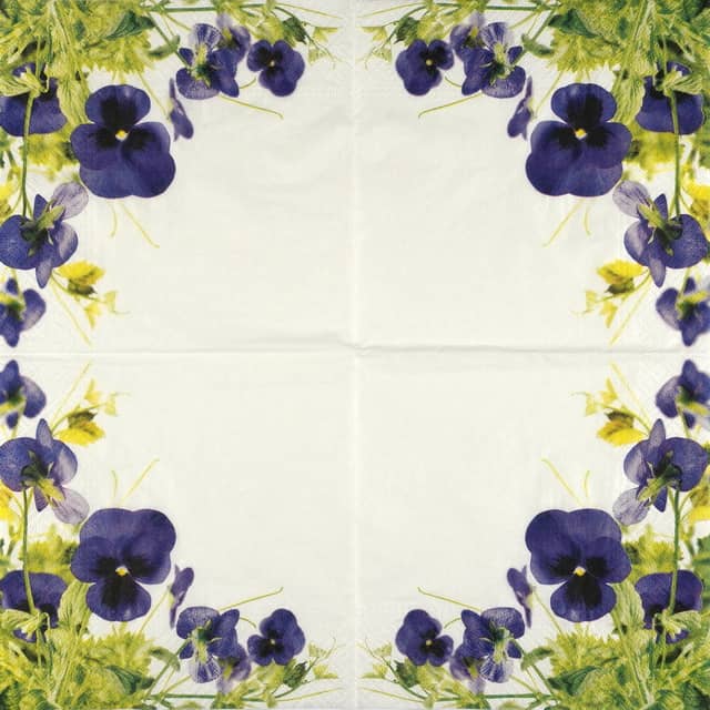 Paper Napkin - Pansies Frame