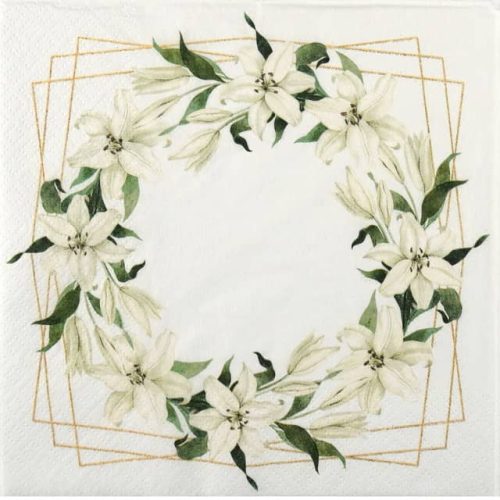 Paper Napkin White Lily Wreath