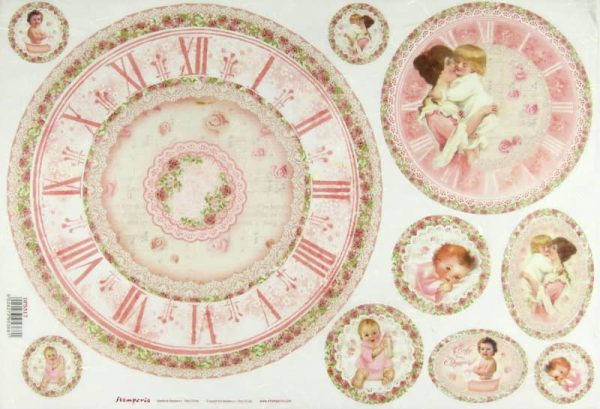 Rice Paper - Baby Pink with Clock