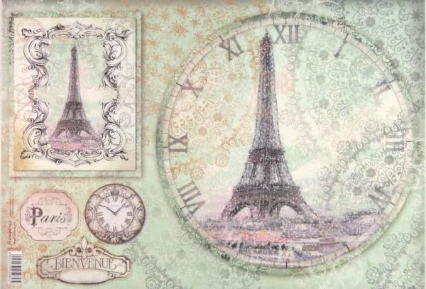 Rice Paper - ParisTour Eiffel Clock