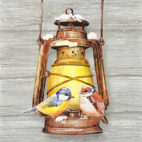 Paper Napkin - Birds on Lamp