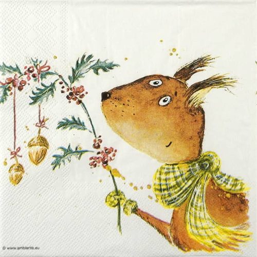 Paper Napkin - Funny Christmas Squirrel