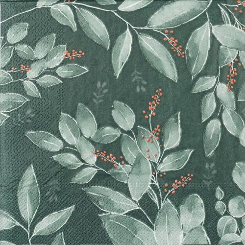 Paper Napkins Leaves and Berries green