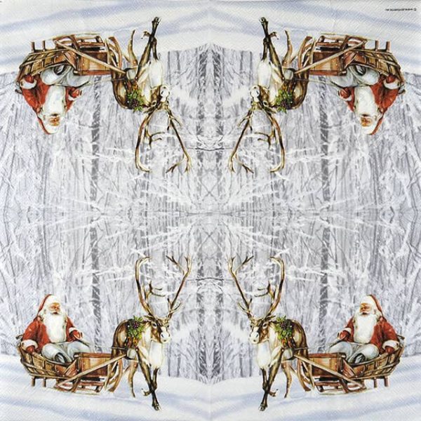 Paper Napkin - Santa in Snowy Forest