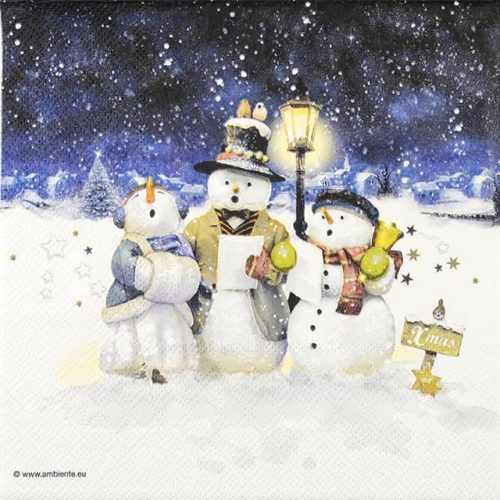 Paper Napkin - Singing Snowmen