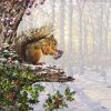 Paper Napkin Squirrel in the winter forest