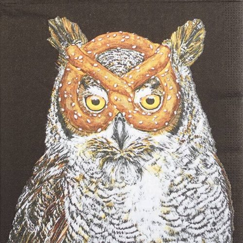 Paper Napkin Owl with pretzel