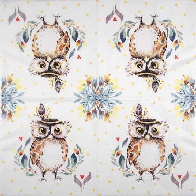 Paper Napkin - Flower Owl