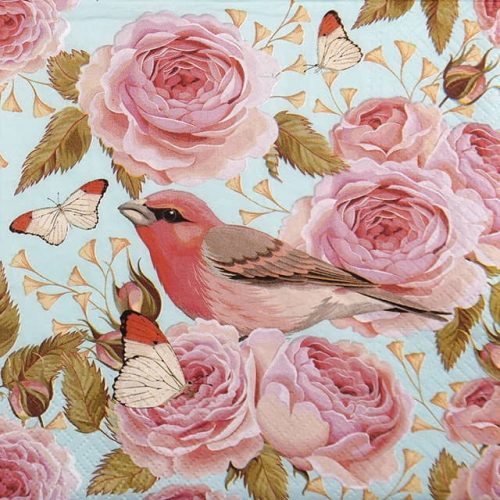 Paper Napkin - English Roses Bird