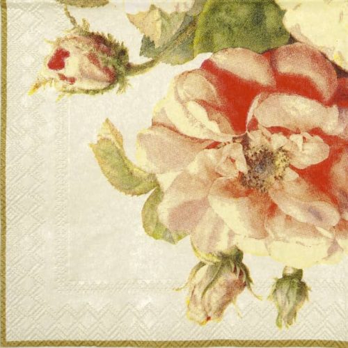 Paper napkin IHR fairy rose champagne pearlized C9369 quarter