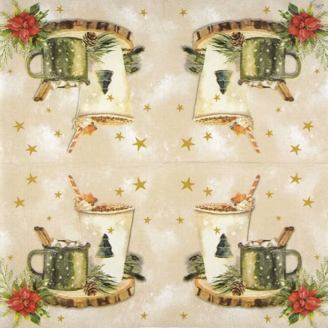 Paper Napkin - X-mas Drinks cream
