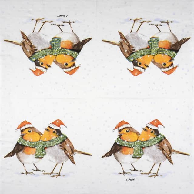 Paper Napkin - Winter Robins