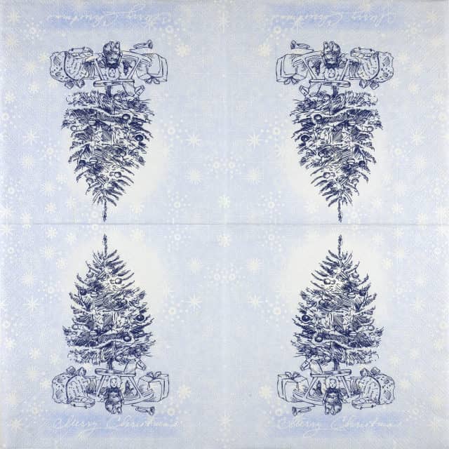 Paper Napkin - Blue Christmas Tree