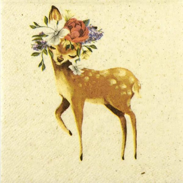 Paper Napkin - Cute Deer with flowers