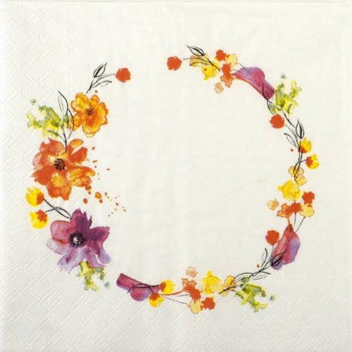 Colourful summer wreath – main motif on paper napkin