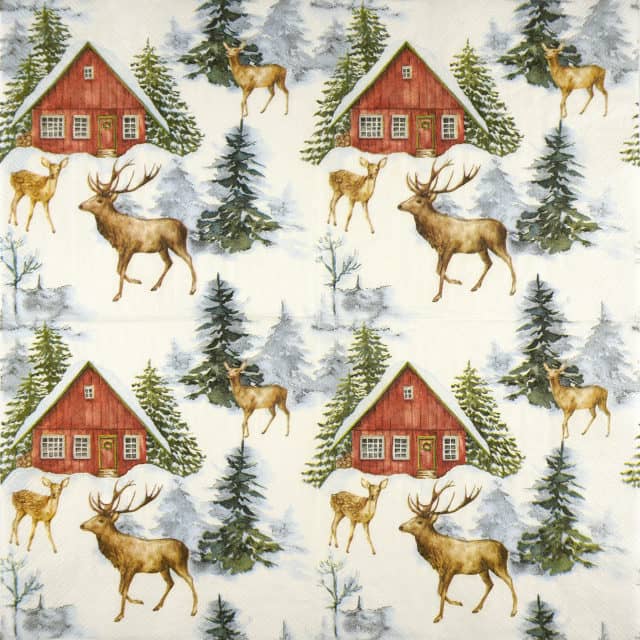 Paper Napkin - Winter Landscape with deer