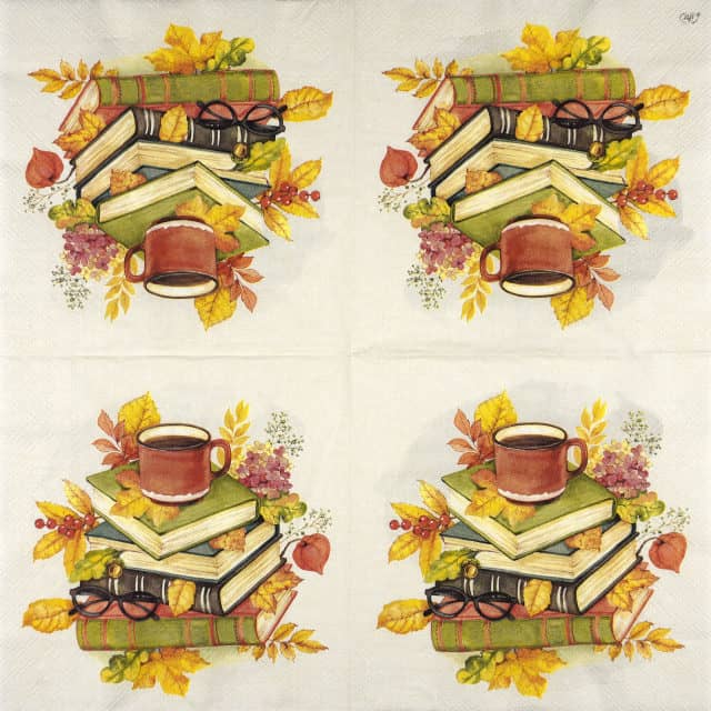 Paper Napkin Book and autumn leaves