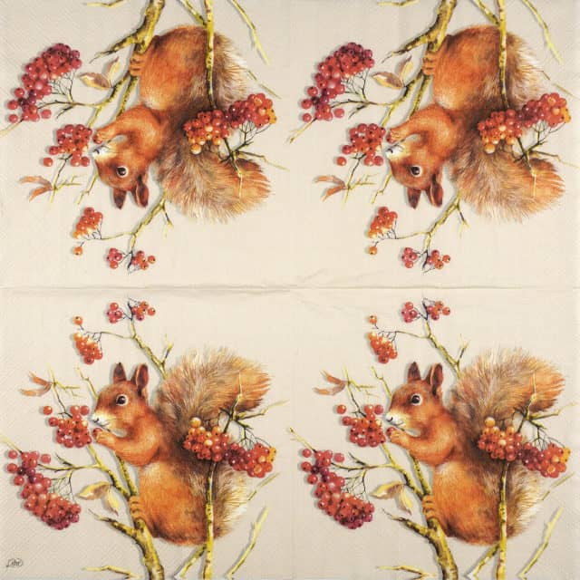 Paper Napkin Autumn Squirrel