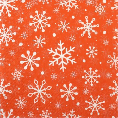 Paper Napkin - Christmas Snowflakes light red