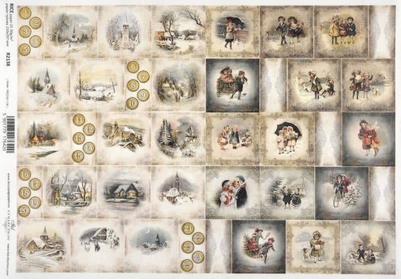 Rice Paper Decoupage - Christmas Calendar