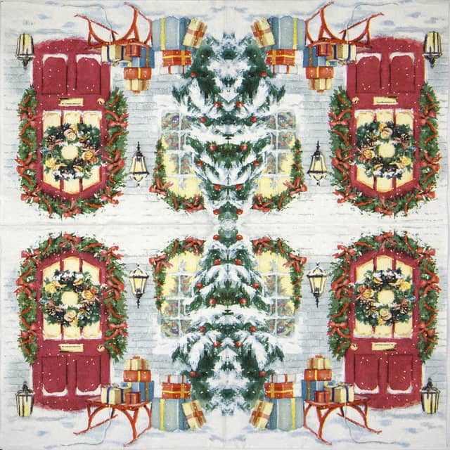 Paper Napkin - Christmas red door