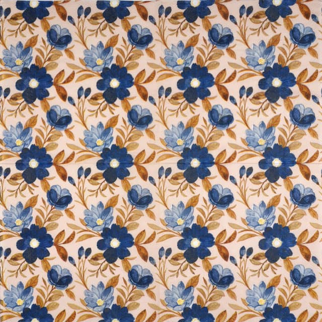 Paper Napkin - Blue Floral Pattern