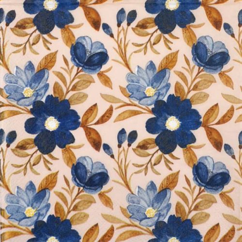 Paper Napkin - Blue Floral Pattern