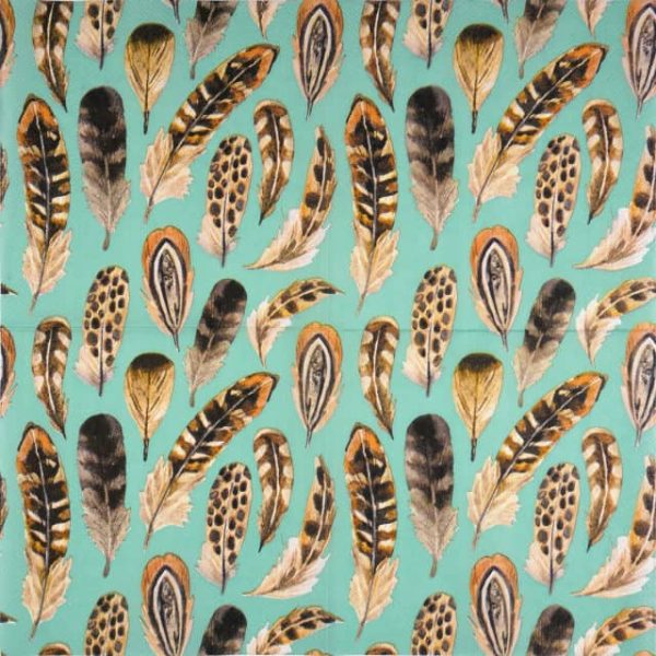 Paper Napkin - Boho Feathers turquoise