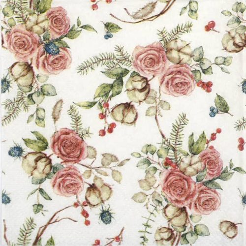 Paper Napkin - Floral Winter Romance