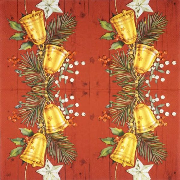 Single Decoupage Napkin - Christmas Bell red - Image 2