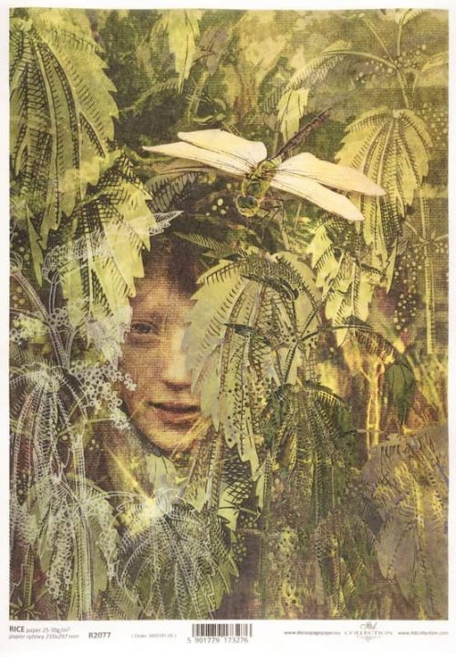 Rice Paper Decoupage - Floral Face - R2077