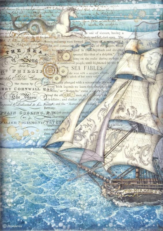 Stamperia Rice Paper A4 - Songs of the Sea Sailing Ship DFSA4811
