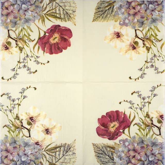 Paper Napkin - Belles Fleurs cream