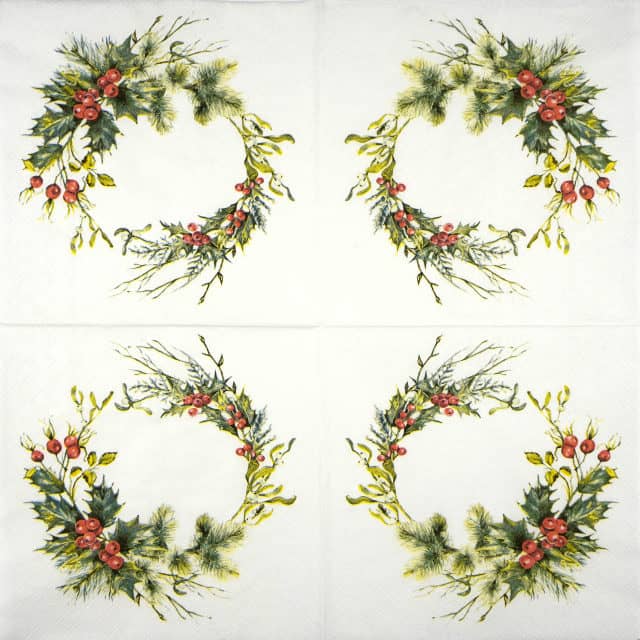Paper Napkin - Winter Berry Wreath