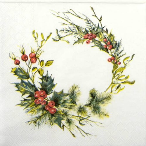 Paper Napkin - Winter Berry Wreath