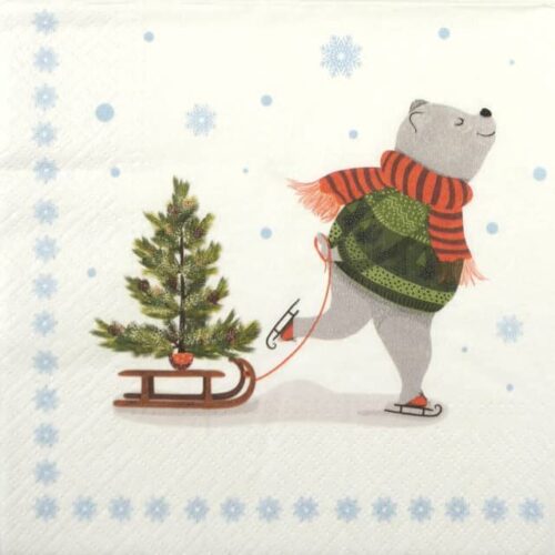 Paper Napkin - Skating bear