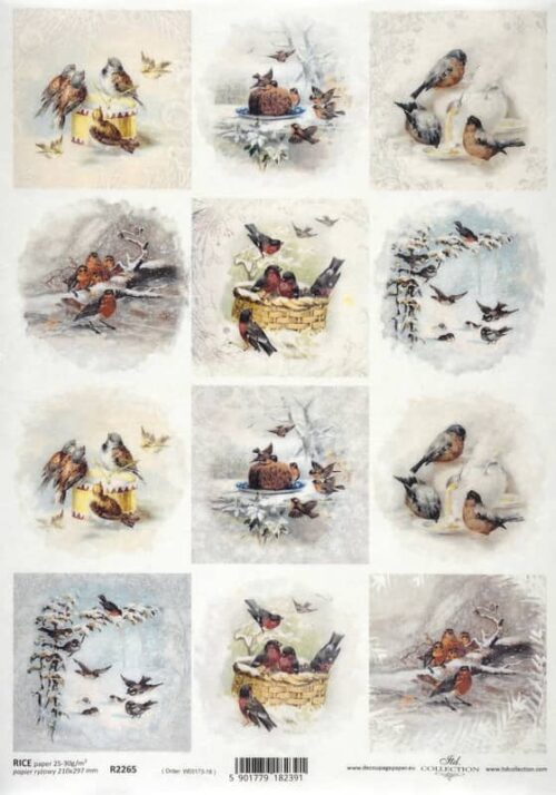 Rice Paper Decoupage - Winter Birds - R2265