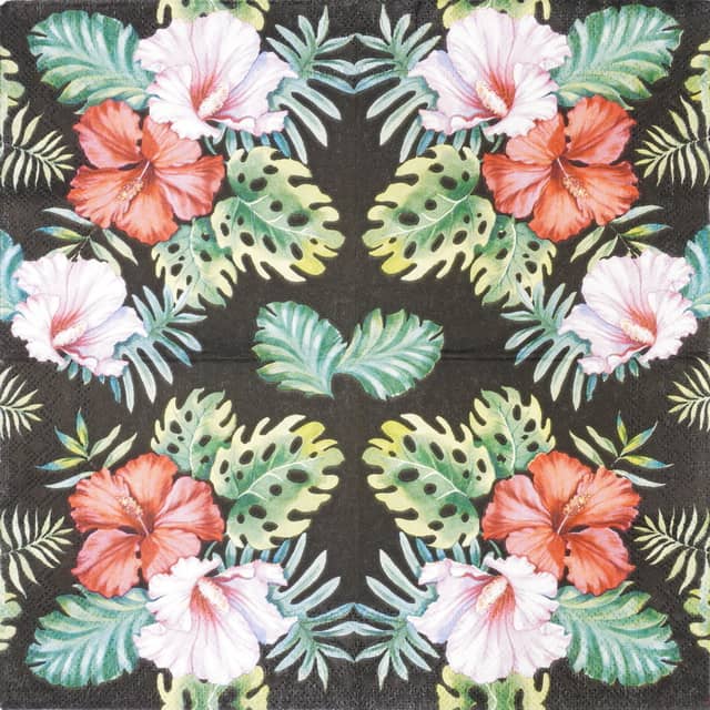 Paper-napkin-Ambiente-Hibiscus-floral-black-12513147