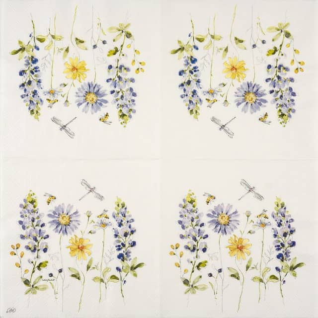 Paper Napkin - Blue Flowers