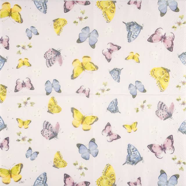 Paper Napkin - Romantic Butterflies light rose