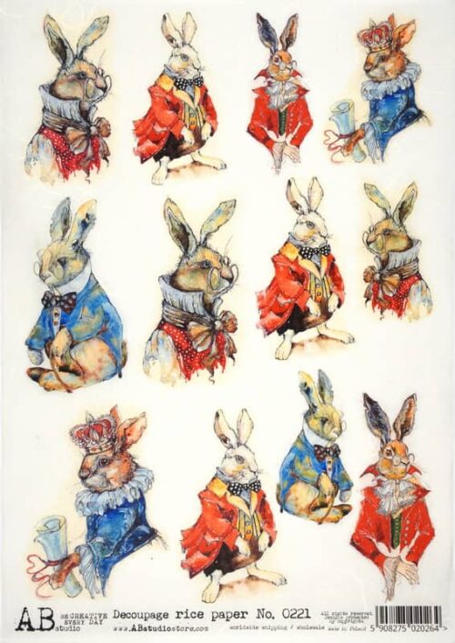 Decoupage Rice Paper A/4 - Bunny King Collection - 0221