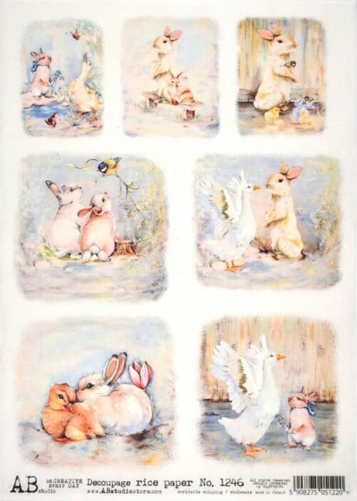 Decoupage Rice Paper A/4 - Bunny and Friends - 1246