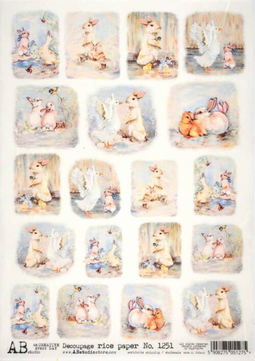 Decoupage Rice Paper A/4 - Bunny and Friends small - 1251