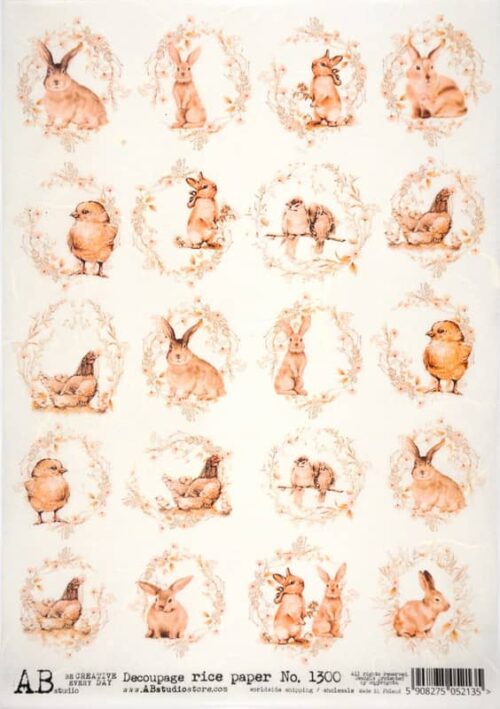 Decoupage Rice Paper A/4 - Easter Animals - 1300
