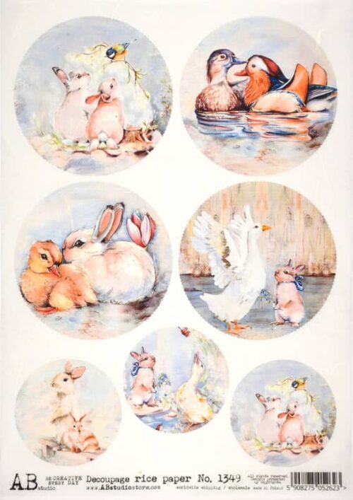 Decoupage Rice Paper A/4 - Bunny and Friends - 1349