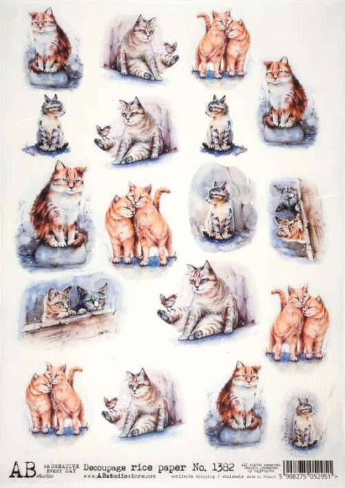 Decoupage Rice Paper A/4 - Cats - 1382