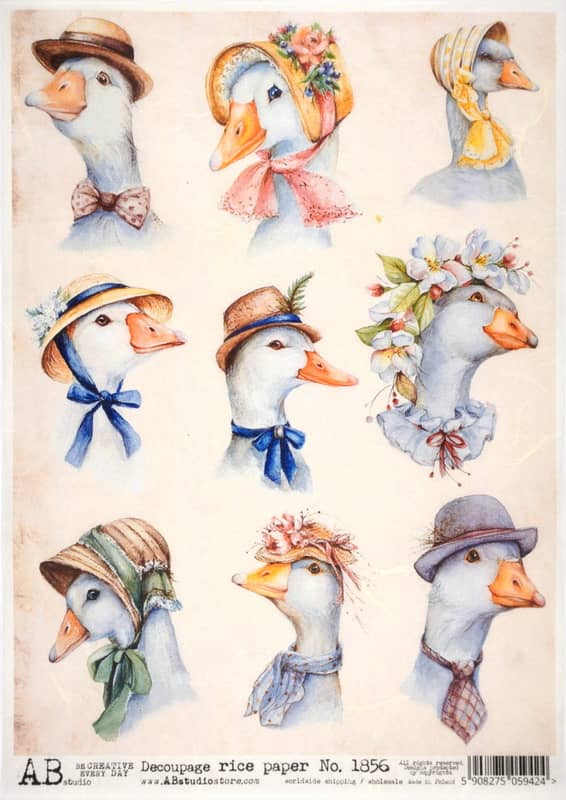Decoupage Rice Paper A/4 - Duck Hat Fashion - 1856