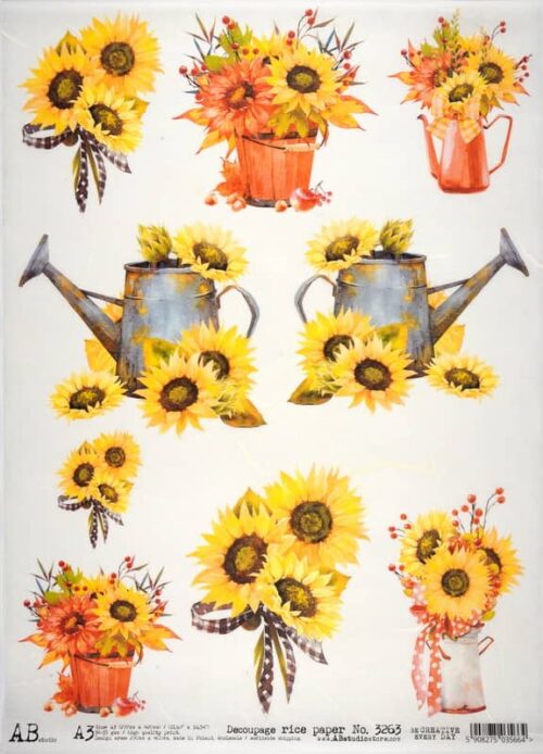 Decoupage Rice Paper A/3 - Sunflowers - 3263