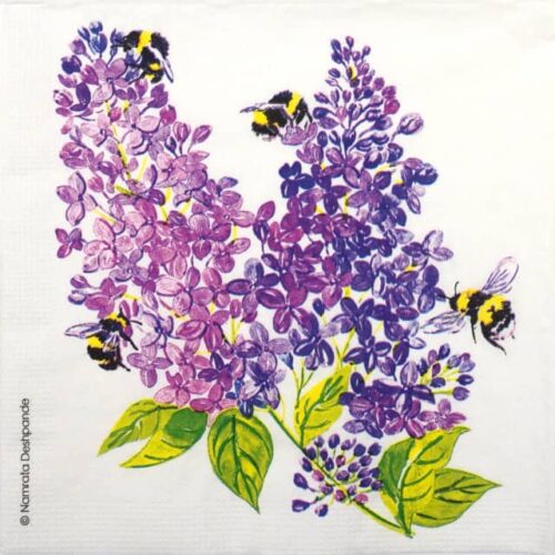 Paper Napkin - Lilac flower and bees