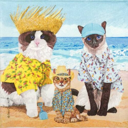 Paper Napkin - Cats' Beach Party